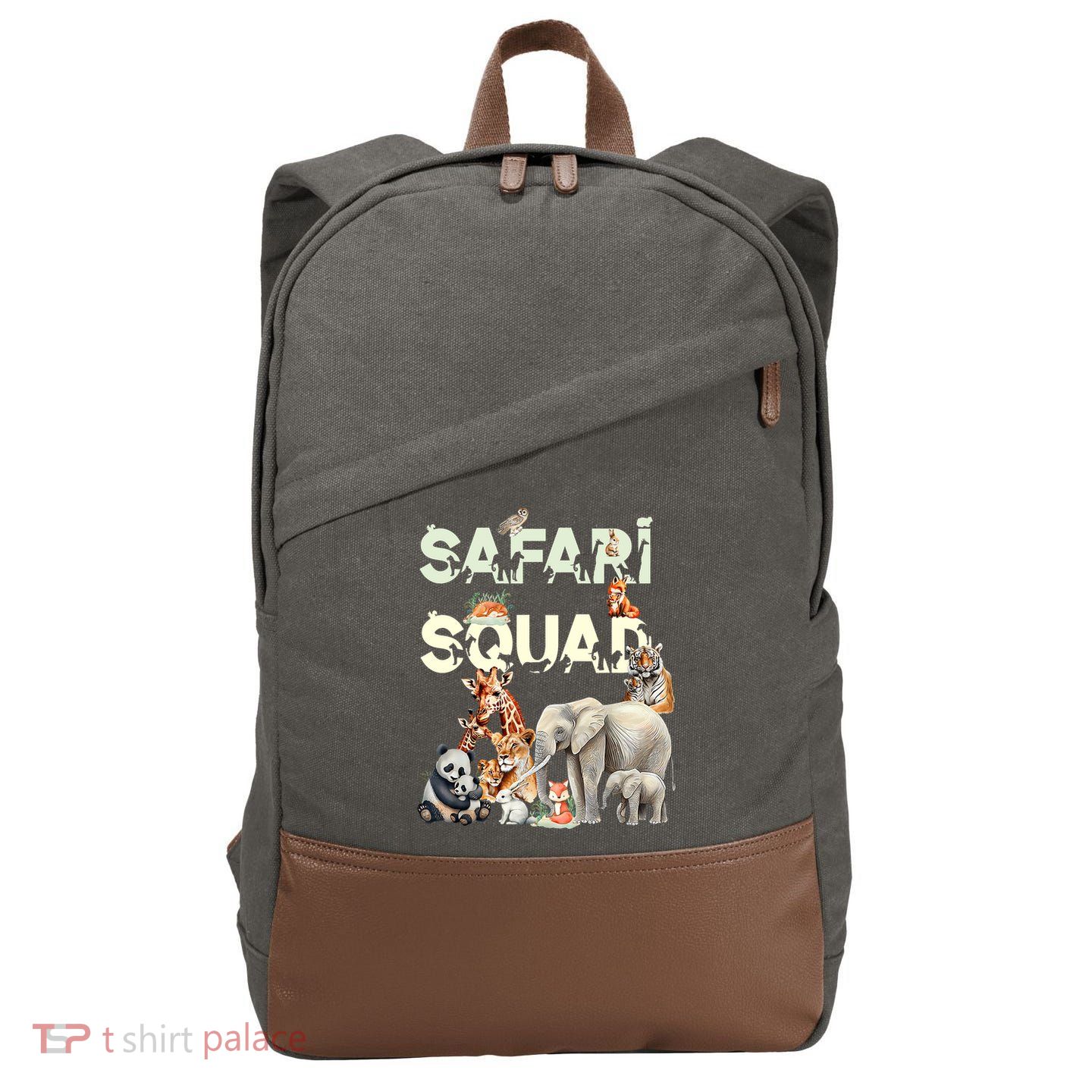 Safari Squad Animals Funny Zoo Animal Lovers Funny Safari Cotton Canvas Backpack