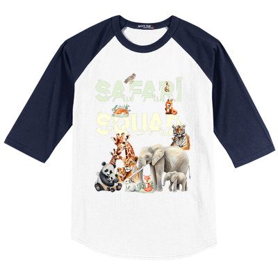 Safari Squad Animals Funny Zoo Animal Lovers Funny Safari Baseball Sleeve Shirt