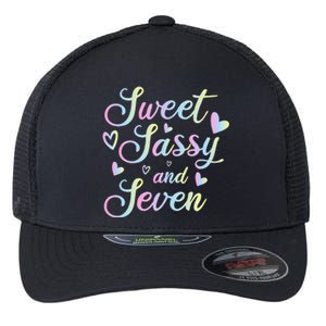 Sweet Sassy And Seven 7th Birthday 7 Years Old Princess Flexfit Unipanel Trucker Cap