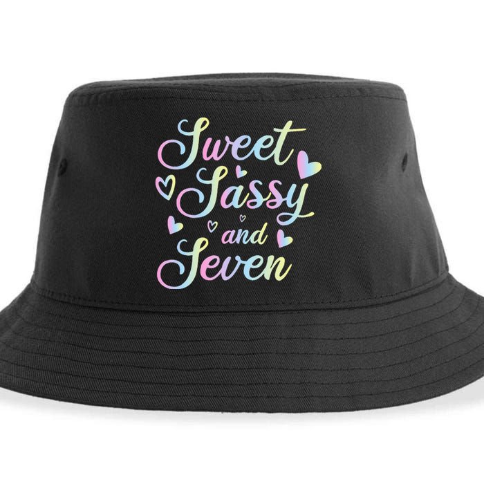 Sweet Sassy And Seven 7th Birthday 7 Years Old Princess Sustainable Bucket Hat