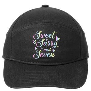 Sweet Sassy And Seven 7th Birthday 7 Years Old Princess 7-Panel Snapback Hat