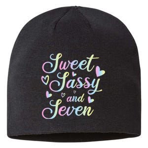 Sweet Sassy And Seven 7th Birthday 7 Years Old Princess Sustainable Beanie