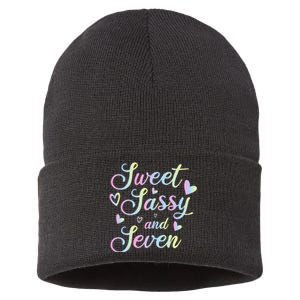 Sweet Sassy And Seven 7th Birthday 7 Years Old Princess Sustainable Knit Beanie