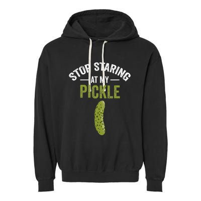 Stop Staring At My Pickle Halloween Pickle Costume Adult Garment-Dyed Fleece Hoodie