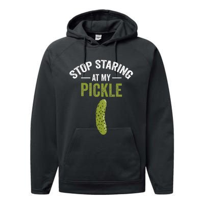 Stop Staring At My Pickle Halloween Pickle Costume Adult Performance Fleece Hoodie