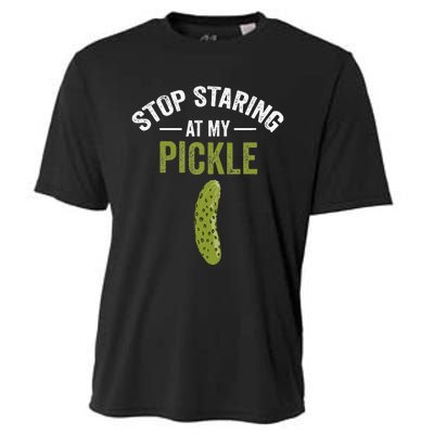 Stop Staring At My Pickle Halloween Pickle Costume Adult Cooling Performance Crew T-Shirt