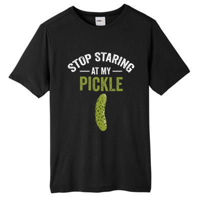 Stop Staring At My Pickle Halloween Pickle Costume Adult Tall Fusion ChromaSoft Performance T-Shirt