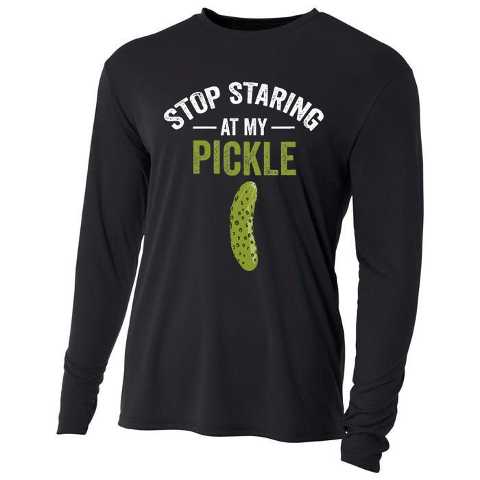 Stop Staring At My Pickle Halloween Pickle Costume Adult Cooling Performance Long Sleeve Crew