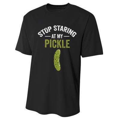 Stop Staring At My Pickle Halloween Pickle Costume Adult Performance Sprint T-Shirt