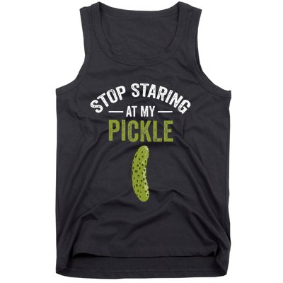 Stop Staring At My Pickle Halloween Pickle Costume Adult Tank Top