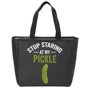 Stop Staring At My Pickle Halloween Pickle Costume Adult Zip Tote Bag