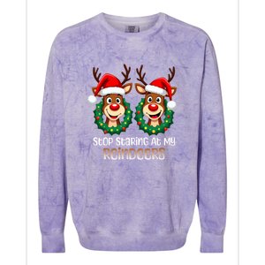 Stop Staring At My Reindeers Christmas Boob Naughty Gift Colorblast Crewneck Sweatshirt