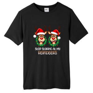 Stop Staring At My Reindeers Christmas Boob Naughty Gift Tall Fusion ChromaSoft Performance T-Shirt