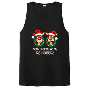 Stop Staring At My Reindeers Christmas Boob Naughty Gift PosiCharge Competitor Tank