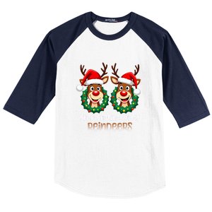 Stop Staring At My Reindeers Christmas Boob Naughty Gift Baseball Sleeve Shirt