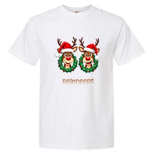 Stop Staring At My Reindeers Christmas Boob Naughty Gift Garment-Dyed Heavyweight T-Shirt