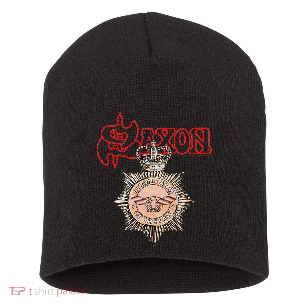 S.A.X.O.N Strong Arm Of The Law Short Acrylic Beanie