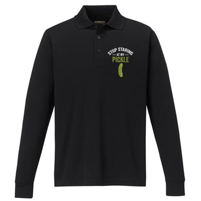 Stop Staring At My Pickle Halloween Pickle Costume Performance Long Sleeve Polo