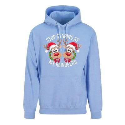 Stop Staring At My Reindeers Boobs Ugly Gag Xmas Sweater Unisex Surf Hoodie