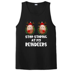 Stop Staring At My Reindeers Fun Joke Humor Christmas Adult Meaningful Gift PosiCharge Competitor Tank