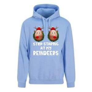 Stop Staring At My Reindeers Fun Joke Humor Christmas Adult Meaningful Gift Unisex Surf Hoodie