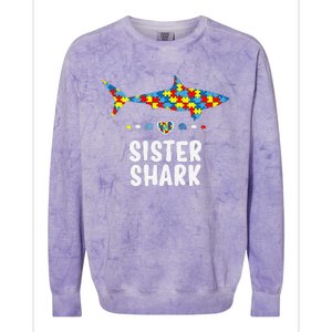 Sister Shark Autism Awareness Autism Women Tee Colorblast Crewneck Sweatshirt