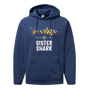 Sister Shark Autism Awareness Autism Women Tee Performance Fleece Hoodie