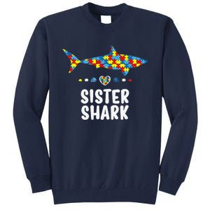 Sister Shark Autism Awareness Autism Women Tee Tall Sweatshirt