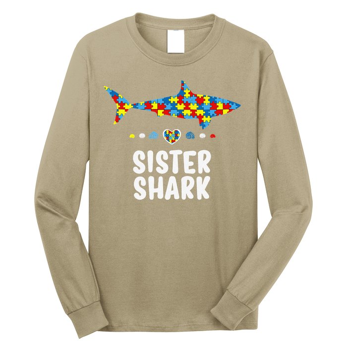 Sister Shark Autism Awareness Autism Women Tee Long Sleeve Shirt