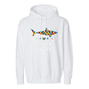 Sister Shark Autism Awareness Autism Women Tee Garment-Dyed Fleece Hoodie