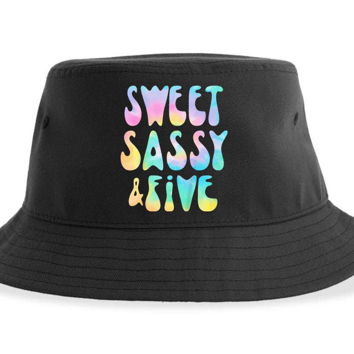 Sweet Sassy And Five 5th Birthday Girl Tie Dye 5 Year Old Sustainable Bucket Hat