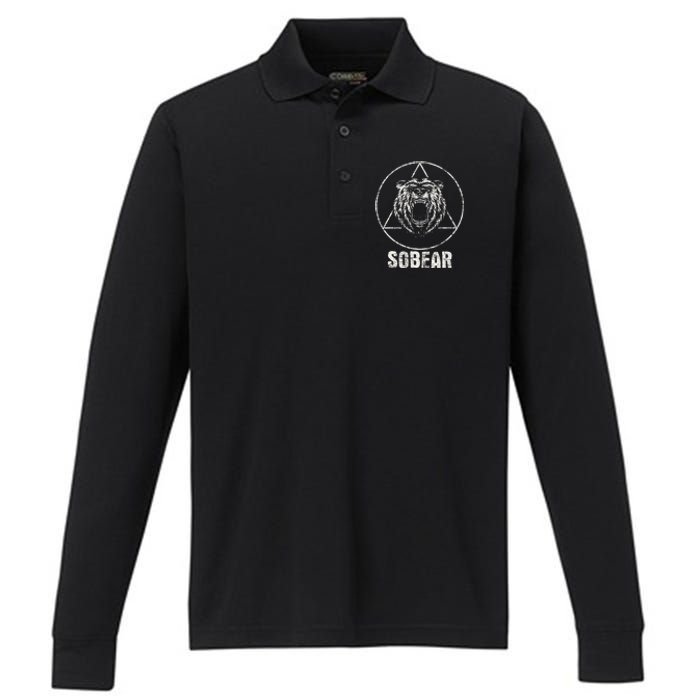 Sobear Sobriety Anniversary Sober Performance Long Sleeve Polo