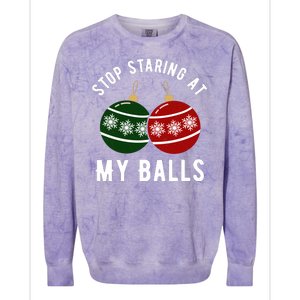 Stop Staring At My Balls Funny Christmas Colorblast Crewneck Sweatshirt