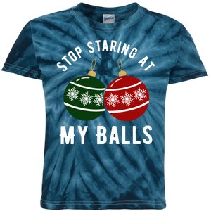 Stop Staring At My Balls Funny Christmas Kids Tie-Dye T-Shirt