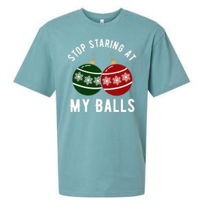 Stop Staring At My Balls Funny Christmas Sueded Cloud Jersey T-Shirt