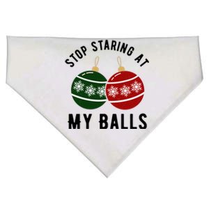 Stop Staring At My Balls Funny Christmas USA-Made Doggie Bandana