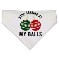 Stop Staring At My Balls Funny Christmas USA-Made Doggie Bandana