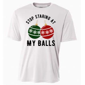 Stop Staring At My Balls Funny Christmas Cooling Performance Crew T-Shirt