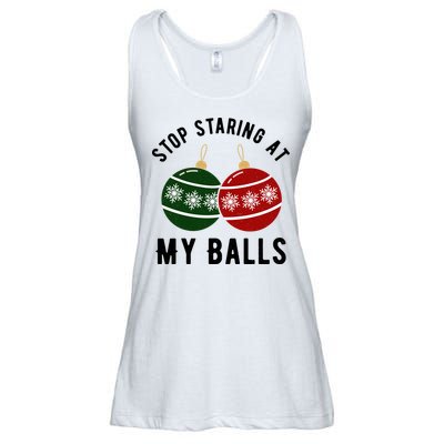 Stop Staring At My Balls Funny Christmas Ladies Essential Flowy Tank