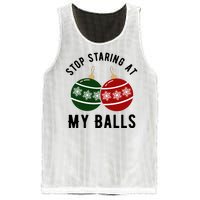 Stop Staring At My Balls Funny Christmas Mesh Reversible Basketball Jersey Tank