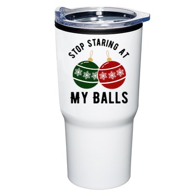 Stop Staring At My Balls Funny Christmas Tumbler
