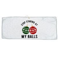 Stop Staring At My Balls Funny Christmas Large Microfiber Waffle Golf Towel