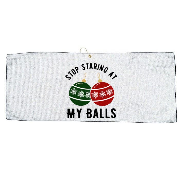 Stop Staring At My Balls Funny Christmas Large Microfiber Waffle Golf Towel