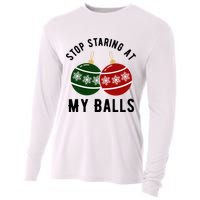 Stop Staring At My Balls Funny Christmas Cooling Performance Long Sleeve Crew
