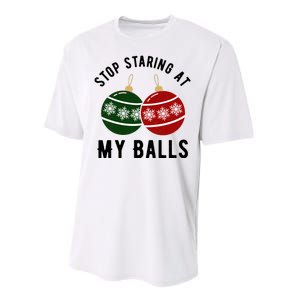 Stop Staring At My Balls Funny Christmas Performance Sprint T-Shirt