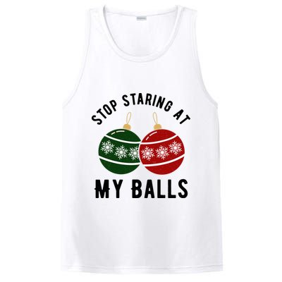 Stop Staring At My Balls Funny Christmas PosiCharge Competitor Tank