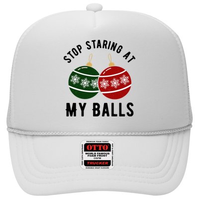 Stop Staring At My Balls Funny Christmas Trucker Hat