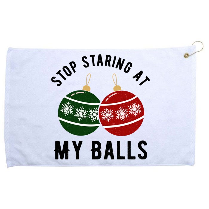 Stop Staring At My Balls Funny Christmas Grommeted Golf Towel