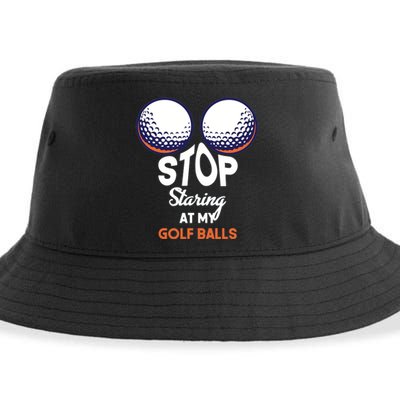 Stop Staring At My Golf Balls Cute Golfing Funny Boobs Balls Sustainable Bucket Hat