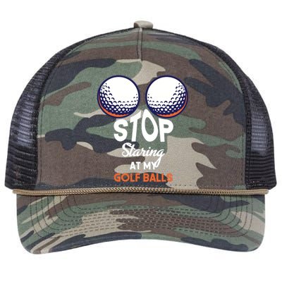 Stop Staring At My Golf Balls Cute Golfing Funny Boobs Balls Retro Rope Trucker Hat Cap